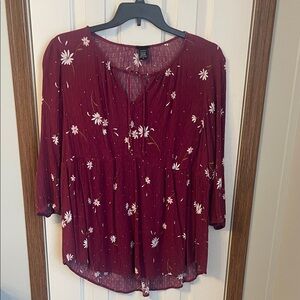 torrid Burgundy Floral Peasant Tunic